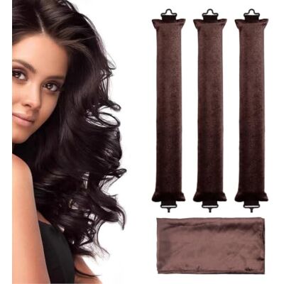 peiqiup Heatless Hair Curler (3 Pcs), Sleeping Roller, DIY Styling Tool, for All Hair Types, Medium Long Sleeping Hair, Brown peiqiup Heatless Hair Curler (3 Pcs), Sleeping Roller, DIY Styling Tool, for All Hair Types, Medium Long Sleeping Hair, Brown