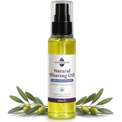 Aromabar Natural Shaving Oil: Lavender, Geranium & Lemon 60ml Aromabar Natural Shaving Oil: Lavender, Geranium & Lemon 60ml