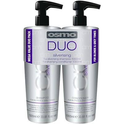 Osmo Silver Shampoo and Conditioner Set for Blonde and Grey Hair 1000ml 2 x , No Yellow Intensive Toning Purple Shampoo and Silvering Colour Care Treatment Duo Osmo Silver Shampoo and Conditioner Set for Blonde and Grey Hair 1000ml 2 x , No Yellow Intensive Toning Purple Shampoo and Silvering Colour Care Treatment Duo