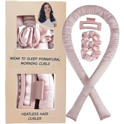 HWZENQZ Heatless Curling Set,Heatless Curling Rod, Satin Scrunchies,Overnight Curlswith Overnight Blowout Rods (Pink) HWZENQZ Heatless Curling Set,Heatless Curling Rod, Satin Scrunchies,Overnight Curlswith Overnight Blowout Rods (Pink)