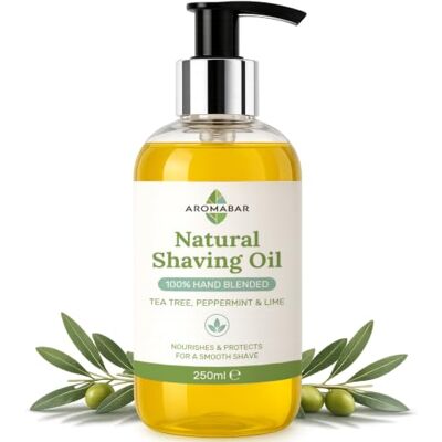 Aromabar Natural Shaving Oil: Tea Tree, Peppermint & Lime 250ml Aromabar Natural Shaving Oil: Tea Tree, Peppermint & Lime 250ml