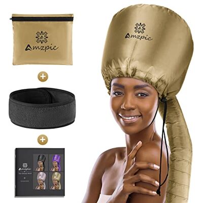 Amzpic Bonnet Hood Hair Dryer Attachment Soft, Adjustable Extra Large Bonnet Hair Dryer for Speeds Up Drying Time at Home, Easy to Use for Styling, Curling and Deep Conditioning (Gold) Amzpic Bonnet Hood Hair Dryer Attachment Soft, Adjustable Extra Large Bonnet Hair Dryer for Speeds Up Drying Time at Home, Easy to Use for Styling, Curling and Deep Conditioning (Gold)