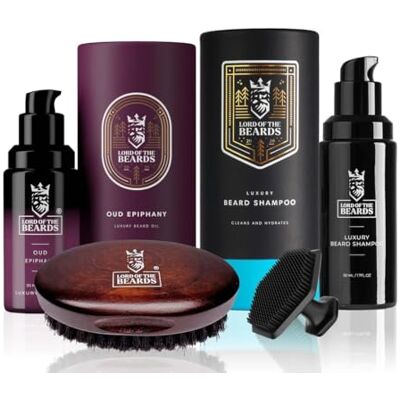 Lord Of The Beards Premium Beard Care Kit – Oud Epiphany Beard Oil, Beard Shampoo, Beard Brush & Facial Brush – Ultimate Grooming Set for Men – Luxury Gift for Bearded Men Lord Of The Beards Premium Beard Care Kit – Oud Epiphany Beard Oil, Beard Shampoo, Beard Brush & Facial Brush – Ultimate Grooming Set for Men – Luxury Gift for Bearded Men