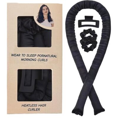 HWZENQZ Heatless Curling Set,Heatless Curling Rod, Satin Scrunchies,Overnight Curlswith Overnight Blowout Rods (Black) HWZENQZ Heatless Curling Set,Heatless Curling Rod, Satin Scrunchies,Overnight Curlswith Overnight Blowout Rods (Black)