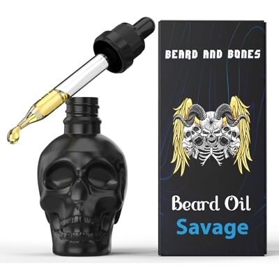 Beard and Bones Beard & Bones 60ml Beard Oil for Men Nut Free Glass Skull (Savage) Beard and Bones Beard & Bones 60ml Beard Oil for Men Nut Free Glass Skull (Savage)