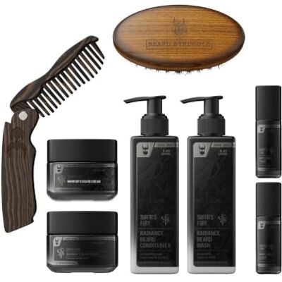The Beard Struggle Ultimate Beard Care Kit for Men Surtr's Fury Complete Beard Care Kit Balm, Cream & Beard Oil Beard Wash & Conditioner Brush & Comb Daily Grooming The Beard Struggle Ultimate Beard Care Kit for Men Surtr's Fury Complete Beard Care Kit Balm, Cream & Beard Oil Beard Wash & Conditioner Brush & Comb Daily Grooming