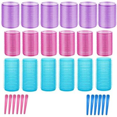 Mllepjdh 3 Sizes Self Grip Rollers Set for Volume with Clips, Curlers that Fit Coarse & Medium, Short Grip Rollers Mllepjdh 3 Sizes Self Grip Rollers Set for Volume with Clips, Curlers that Fit Coarse & Medium, Short Grip Rollers