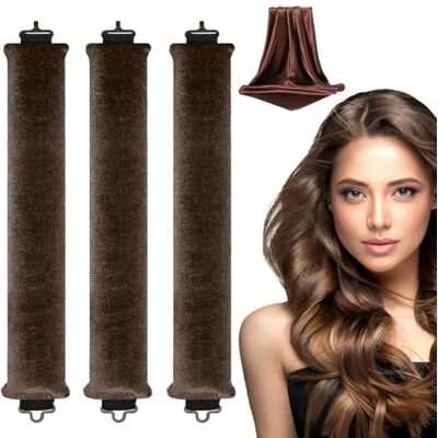 DVSWDMA 3 Pcs Hair Rollers, Heatless Curlers with Hair Scarf, Heatless Curling Rod Overnight Curls Heatless Curlers Bun for Long Medium Hair Sleep (Brown) DVSWDMA 3 Pcs Hair Rollers, Heatless Curlers with Hair Scarf, Heatless Curling Rod Overnight Curls Heatless Curlers Bun for Long Medium Hair Sleep (Brown)