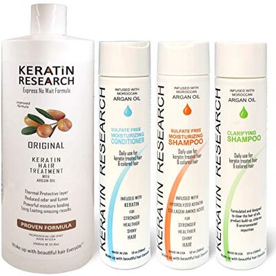 KERATIN RESEARCH Brazilian Keratin Blowout Straightening Smoothing Hair Treatment 4 Bottles 1000ml Kit Includes Sulfate Free Shampoo Conditioner set by Queratina Keratina Brasilera Tratamiento KERATIN RESEARCH Brazilian Keratin Blowout Straightening Smoothing Hair Treatment 4 Bottles 1000ml Kit Includes Sulfate Free Shampoo Conditioner set by Queratina Keratina Brasilera Tratamiento