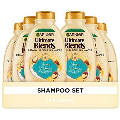 Garnier Ultimate Blends Argan Richness Nourishing Vegan Shampoo for Dry hair Enriched with Argan Oil & Almond Cream 6 x 400 ml Garnier Ultimate Blends Argan Richness Nourishing Vegan Shampoo for Dry hair Enriched with Argan Oil & Almond Cream 6 x 400 ml
