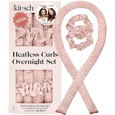 Kitsch Satin Heatless Curler Set Micro Dot Heatless Curls Overnight w/34 " Hair Waver & 2 Satin Scrunchies, Comfortable Hair Curlers to Sleep in for Frizz-Free Hair Kitsch Satin Heatless Curler Set Micro Dot Heatless Curls Overnight w/34 " Hair Waver & 2 Satin Scrunchies, Comfortable Hair Curlers to Sleep in for Frizz-Free Hair