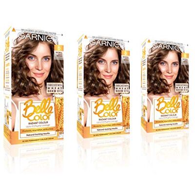 Garnier Belle Color Brown Hair Dye Permanent, Natural looking Hair Colour Up to 100 Percent grey coverage 6 Light Brown, Pack of 3 Garnier Belle Color Brown Hair Dye Permanent, Natural looking Hair Colour Up to 100 Percent grey coverage 6 Light Brown, Pack of 3