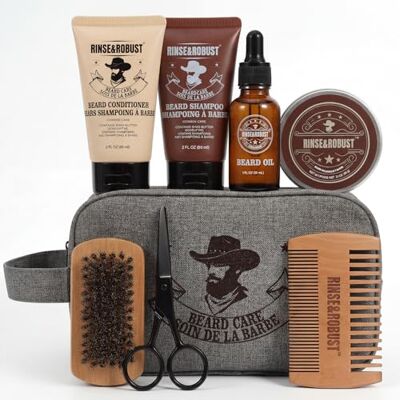 Rinse & Robust Beard Grooming Kit for Men Gifts, 8PC Cedar Beard Care Kit Rinse & Robust Beard Grooming Kit for Men Gifts, 8PC Cedar Beard Care Kit