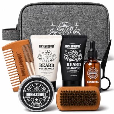 Rinse & Robust Beard Grooming Kit for Men, 8PC Sandalwood Mens Gift Sets Rinse & Robust Beard Grooming Kit for Men, 8PC Sandalwood Mens Gift Sets