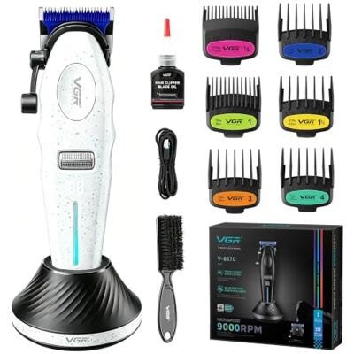 VGR 887C Hair Clippers for Men with Charging Base, 9000 RPM Motor, White VGR 887C Hair Clippers for Men with Charging Base, 9000 RPM Motor, White