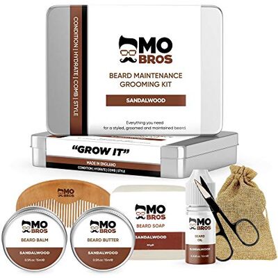 MO BRO'S Beard Grooming Kit for Men Beard Growth Kit Beard Care Kit Sandalwood MO BRO'S Beard Grooming Kit for Men Beard Growth Kit Beard Care Kit Sandalwood