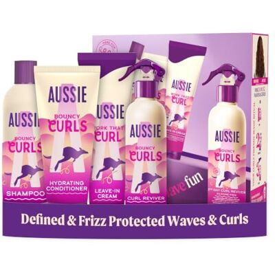 Aussie Curls Giftset: Shampoo, Conditioner, Leave-In Cream and Hydrating Spray. For Wavy, Curly And Coily Hair Aussie Curls Giftset: Shampoo, Conditioner, Leave-In Cream and Hydrating Spray. For Wavy, Curly And Coily Hair