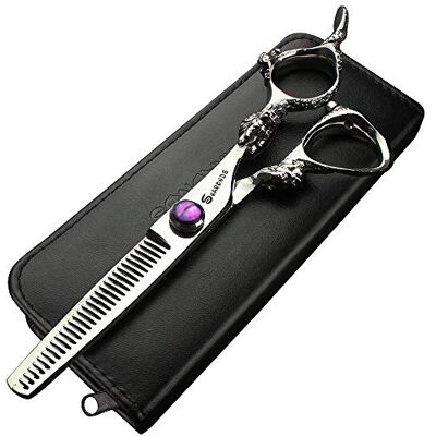 SHARONDS (Four Colors) Professional Hairdresser Scissors 6 inch 440c high Hardness Salon Hairdresser Hairstyle Cutting and thinning Hair Trimmer (Silver Thining Scissors) SHARONDS (Four Colors) Professional Hairdresser Scissors 6 inch 440c high Hardness Salon Hairdresser Hairstyle Cutting and thinning Hair Trimmer (Silver Thining Scissors)
