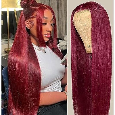 CHEETAHBEAUTY Dixtefo 99J Burgundy Lace Front Wigs 13x6 HD Glueless Straight 99J 220% Density Brazilian Virgin Human Hair Pa CHEETAHBEAUTY Dixtefo 99J Burgundy Lace Front Wigs 13x6 HD Glueless Straight 99J 220% Density Brazilian Virgin Human Hair Pa