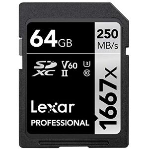 Lexar Professional 1667x SD Card 64GB, SDXC UHS-II Memory Card, Up to 250MB/s Read, 120MB/s Write, Class 10, U3, V60, SD for Professional Photographer, Videographer, Enthusiast (LSD64GCB1667) Lexar Professional 1667x SD Card 64GB, SDXC UHS-II Memory Card, Up to 250MB/s Read, 120MB/s Write, Class 10, U3, V60, SD for Professional Photographer, Videographer, Enthusiast (LSD64GCB1667)
