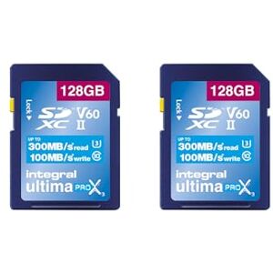 Integral 128GB 2-Pack UHS-II SD Card V60 Up to 300MBs Read and 100MBs Write Speed 1733X SDXC Professional High Speed Memory Card Integral 128GB 2-Pack UHS-II SD Card V60 Up to 300MBs Read and 100MBs Write Speed 1733X SDXC Professional High Speed Memory Card