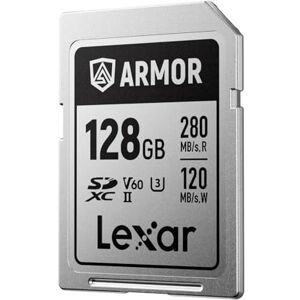 Lexar ARMOR SILVER PRO SD Card 128GB, UHS-II SD Memory Card, Stainless steel, C10, U3, V60, 6K UHD Video, up to 280MB/s Read, 120MB/s Write, SDXC Card for DSLR/Camera/Photographer/Videographer Lexar ARMOR SILVER PRO SD Card 128GB, UHS-II SD Memory Card, Stainless steel, C10, U3, V60, 6K UHD Video, up to 280MB/s Read, 120MB/s Write, SDXC Card for DSLR/Camera/Photographer/Videographer