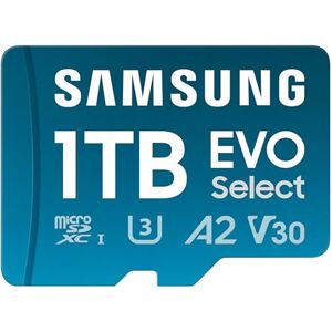 SAMSUNG EVO Select (2024) microSD card + SD Adapter, 1 TB, UHS-I U3, 4K UHD, Full HD, 160 MB/s Read, Memory card for smartphones, tablets and laptops, MB-ME1T0SA/EU SAMSUNG EVO Select (2024) microSD card + SD Adapter, 1 TB, UHS-I U3, 4K UHD, Full HD, 160 MB/s Read, Memory card for smartphones, tablets and laptops, MB-ME1T0SA/EU