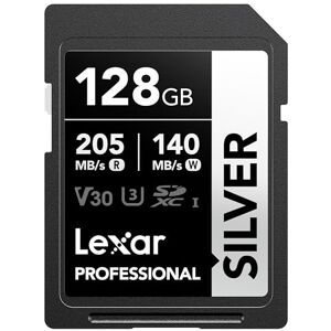Lexar 128GB SD Card SILVER, Up to 205MB/s Read, 140MB/s Write, SDXC UHS-I Memory Card, Class 10, U3, V30, SD Card for Professional Photographers, Videographers, Enthusiasts Lexar 128GB SD Card SILVER, Up to 205MB/s Read, 140MB/s Write, SDXC UHS-I Memory Card, Class 10, U3, V30, SD Card for Professional Photographers, Videographers, Enthusiasts