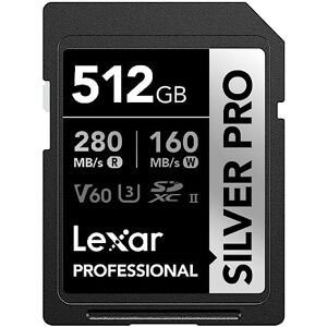 Lexar SILVER PRO SD Card 512GB, UHS-II SD Memory Card, V60, U3, C10, Up to 280MB/s Read, 160MB/s Write, SDXC Card for DSLR/Camera/Professional Photographer/Videographer/Enthusiast (LSDSIPR512G-BNNAA) Lexar SILVER PRO SD Card 512GB, UHS-II SD Memory Card, V60, U3, C10, Up to 280MB/s Read, 160MB/s Write, SDXC Card for DSLR/Camera/Professional Photographer/Videographer/Enthusiast (LSDSIPR512G-BNNAA)