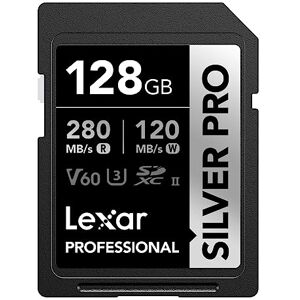 Lexar Silver Pro SD Card 128GB - UHS-II SD Memory Card - V60 - Up to 280MB/s Read Lexar Silver Pro SD Card 128GB - UHS-II SD Memory Card - V60 - Up to 280MB/s Read