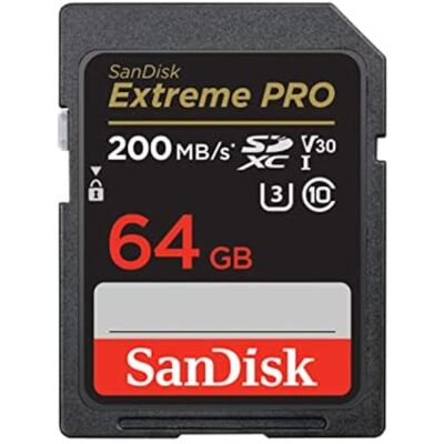 Sandisk 64GB Extreme PRO SDXC card, SD Card, V30 Memory Card, 4K UHD, up to 200 MB/s, QuickFlow Technology, RescuePro Deluxe Data Recovery Software, UHS-I, Class 10, U3, V30 Sandisk 64GB Extreme PRO SDXC card, SD Card, V30 Memory Card, 4K UHD, up to 200 MB/s, QuickFlow Technology, RescuePro Deluxe Data Recovery Software, UHS-I, Class 10, U3, V30