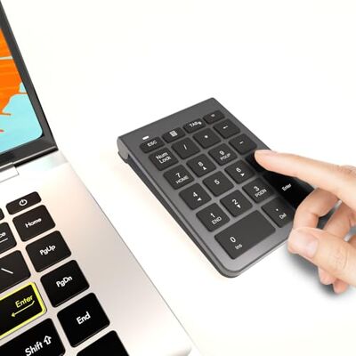 Rytaki Pro Bluetooth Number Pad, Wireless Numeric Keypad with 22 keys Portable Numpad for Laptop/Desktop/MacBook/Surface Pro/Windows/Android/iOS Quiet Keys 33ft Range & Ergonomic Design Rytaki Pro Bluetooth Number Pad, Wireless Numeric Keypad with 22 keys Portable Numpad for Laptop/Desktop/MacBook/Surface Pro/Windows/Android/iOS Quiet Keys 33ft Range & Ergonomic Design