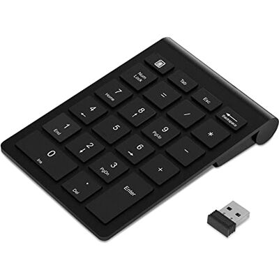 KEEMIC Wireless Numeric Keypad, 2.4GHz Portable Number Pad with USB Receiver, 22-Key Number Pad, for Laptop/Notebook, Desktop/PC Computer Compatible with Windows and OS X System(Black) KEEMIC Wireless Numeric Keypad, 2.4GHz Portable Number Pad with USB Receiver, 22-Key Number Pad, for Laptop/Notebook, Desktop/PC Computer Compatible with Windows and OS X System(Black)