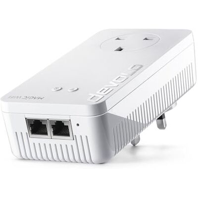 devolo Magic 2 WiFi 6 next Add-on adapter, Wi-Fi Powerline adapter, up to 3,000 Mbps via Wi-Fi 6, Mesh Wi-Fi, 2x Gigabit Ethernet port, white devolo Magic 2 WiFi 6 next Add-on adapter, Wi-Fi Powerline adapter, up to 3,000 Mbps via Wi-Fi 6, Mesh Wi-Fi, 2x Gigabit Ethernet port, white
