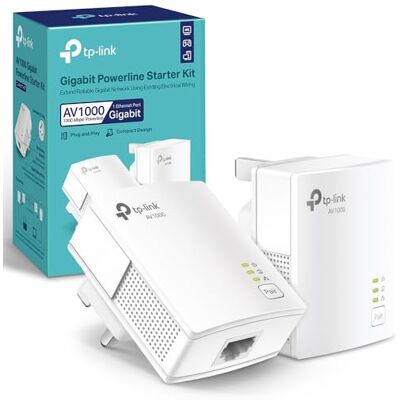 TP-LINK TL-PA7017KIT 1-Port Gigabit Powerline Starter Kit, Powerline Network Adapters Data Transfer Speed up to 1000 Mbps, Ideal for HD/3D/4K Video Streaming & Online Gaming, No Configuration Required TP-LINK TL-PA7017KIT 1-Port Gigabit Powerline Starter Kit, Powerline Network Adapters Data Transfer Speed up to 1000 Mbps, Ideal for HD/3D/4K Video Streaming & Online Gaming, No Configuration Required