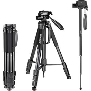 NEEWER Portable Camera Tripod for Travel Vlogging Recording, Aluminum Alloy 2 in 1 Tripod Monopod Max. 70" with 3 Way Swivel Pan Head and Carrying Bag for DSLR, DV Video Camcorder (SAB264, Black) NEEWER Portable Camera Tripod for Travel Vlogging Recording, Aluminum Alloy 2 in 1 Tripod Monopod Max. 70" with 3 Way Swivel Pan Head and Carrying Bag for DSLR, DV Video Camcorder (SAB264, Black)