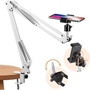 TARION Overhead Tripod Mount Articulating Phone Holder Video Webcam Stand Lazy Arm Clamp Table Desktop Suspension Scissor Arm Stand (White) TARION Overhead Tripod Mount Articulating Phone Holder Video Webcam Stand Lazy Arm Clamp Table Desktop Suspension Scissor Arm Stand (White)