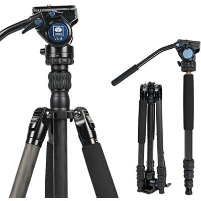 Sirui 2-in-1 Traveler Series Carbon Fiber Video Tripod with VA-5 Fluid Head for Cameras, Monopod Conversion, 30.9lbs Load Capacity, 62.6Inch, 360°Panning Base, 1/4" and 3/8" Screws (Carbon Fiber VC) Sirui 2-in-1 Traveler Series Carbon Fiber Video Tripod with VA-5 Fluid Head for Cameras, Monopod Conversion, 30.9lbs Load Capacity, 62.6Inch, 360°Panning Base, 1/4" and 3/8" Screws (Carbon Fiber VC)