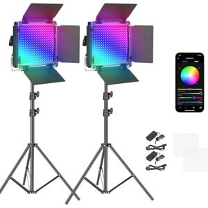NEEWER 2 Pack 660 PRO RGB LED Video Light with App Control Tripod Stand Kit, Studio Panel Key Lighting for Gaming Streaming Zoom YouTube Webex Photography, 360° Full Color, 50W Dimmable Bi Color NEEWER 2 Pack 660 PRO RGB LED Video Light with App Control Tripod Stand Kit, Studio Panel Key Lighting for Gaming Streaming Zoom YouTube Webex Photography, 360° Full Color, 50W Dimmable Bi Color