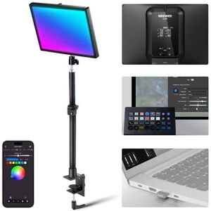 NEEWER GL25C LED RGB Streaming Key Light, APP/PC Control 25W 2500Lux/0.5m 2900K-7000K CRI95+/TLCI97+ Full RGB Dimmable Edge Emitting Silent Webcam Video Light with Desk Stand NEEWER GL25C LED RGB Streaming Key Light, APP/PC Control 25W 2500Lux/0.5m 2900K-7000K CRI95+/TLCI97+ Full RGB Dimmable Edge Emitting Silent Webcam Video Light with Desk Stand