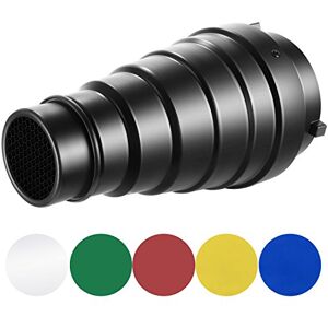 NEEWER Medium Aluminium Alloy Conical Snoot Kit with Honeycomb Grid and 5 Pieces Color Gel Filters for Bowens Mount Studio Strobe Monolight Photography Flash Light NEEWER Medium Aluminium Alloy Conical Snoot Kit with Honeycomb Grid and 5 Pieces Color Gel Filters for Bowens Mount Studio Strobe Monolight Photography Flash Light