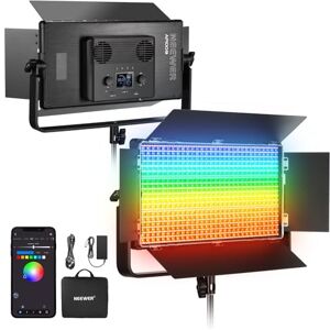 NEEWER 105W RGB LED Panel Video Light Kit with Barn Doors, 1200 LEDs 31500Lux/0.5m 2500K-10000K CRI96+/TLCI97+ Dimmable, APP/2.4G/Panel/DMX Control, Studio Photography Video Recording Lighting, AP100C NEEWER 105W RGB LED Panel Video Light Kit with Barn Doors, 1200 LEDs 31500Lux/0.5m 2500K-10000K CRI96+/TLCI97+ Dimmable, APP/2.4G/Panel/DMX Control, Studio Photography Video Recording Lighting, AP100C