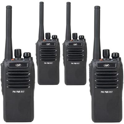 PNI Kit of 4 portable radio stations PMR R17 446MHz, 0.5W, 16 PMR channels and 50 CTCSS and 104 DCS tones, programmable, Li-Ion 2200 mAh, IP68 PNI Kit of 4 portable radio stations PMR R17 446MHz, 0.5W, 16 PMR channels and 50 CTCSS and 104 DCS tones, programmable, Li-Ion 2200 mAh, IP68