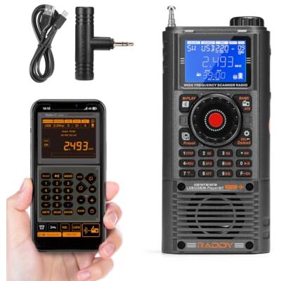 Raddy RF780 SSB Shortwave Receiver, VHF UHF Wideband Scanner AM FM SW AIR CB VHF UHF Scanner, Numeric Keypad & Tuning Knob, App Control, MicroSD Recording, BT 5.2 for Emergency & Outdoor Raddy RF780 SSB Shortwave Receiver, VHF UHF Wideband Scanner AM FM SW AIR CB VHF UHF Scanner, Numeric Keypad & Tuning Knob, App Control, MicroSD Recording, BT 5.2 for Emergency & Outdoor