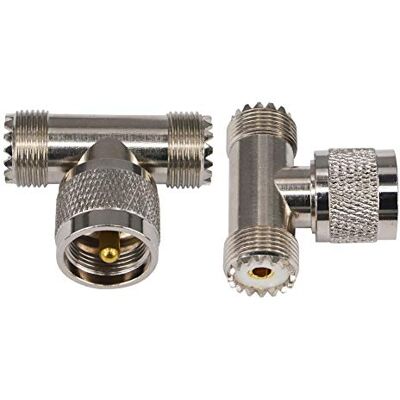 Boobrie UHF Triple T Shape Adapter UHF PL-259 Male Plug to Dual UHF Female SO239 Jack 3 Way UHF Splitter RF Coax Connector for CB Ham Radio/Antenna/Broadcast/Scanner/WiFi Pack of 2 Boobrie UHF Triple T Shape Adapter UHF PL-259 Male Plug to Dual UHF Female SO239 Jack 3 Way UHF Splitter RF Coax Connector for CB Ham Radio/Antenna/Broadcast/Scanner/WiFi Pack of 2