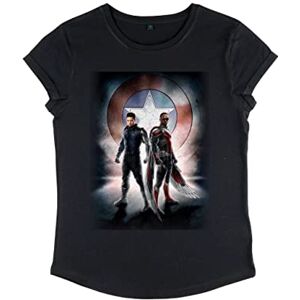 Marvel Women's The Falcon and The Winter Soldier Team Poster Rolled Sleeve T-Shirt, Black, M Marvel Women's The Falcon and The Winter Soldier Team Poster Rolled Sleeve T-Shirt, Black, M