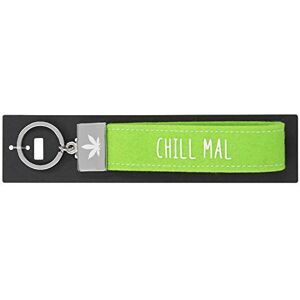 Depesche Felt loop keyring with engraved metal finish and iconic print, Chill Mal, light green, approx. 18.7 x 4.4 x 1 cm Depesche Felt loop keyring with engraved metal finish and iconic print, Chill Mal, light green, approx. 18.7 x 4.4 x 1 cm