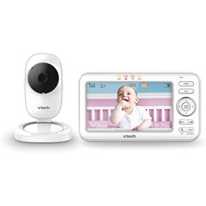 VTech LM808-1W Baby Monitor with Camera,300m Long Range, Auto Night Vision, Video Baby Monitor with 5" Screen, 2-Way Audio Talk, Temperature Sensor, Power Saving Mode, Lullabies,Wall-mountable Bracket VTech LM808-1W Baby Monitor with Camera,300m Long Range, Auto Night Vision, Video Baby Monitor with 5" Screen, 2-Way Audio Talk, Temperature Sensor, Power Saving Mode, Lullabies,Wall-mountable Bracket