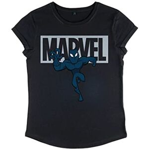 Marvel Women's Avengers Classic Brick Panther Rolled Sleeve T-Shirt, Black, S Marvel Women's Avengers Classic Brick Panther Rolled Sleeve T-Shirt, Black, S