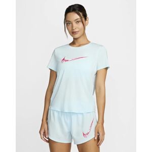 Nike Women's One Swoosh Hybrid Dri-Fit SS T-Shirt, Glacier Blue/Aster Pink, XS Nike Women's One Swoosh Hybrid Dri-Fit SS T-Shirt, Glacier Blue/Aster Pink, XS